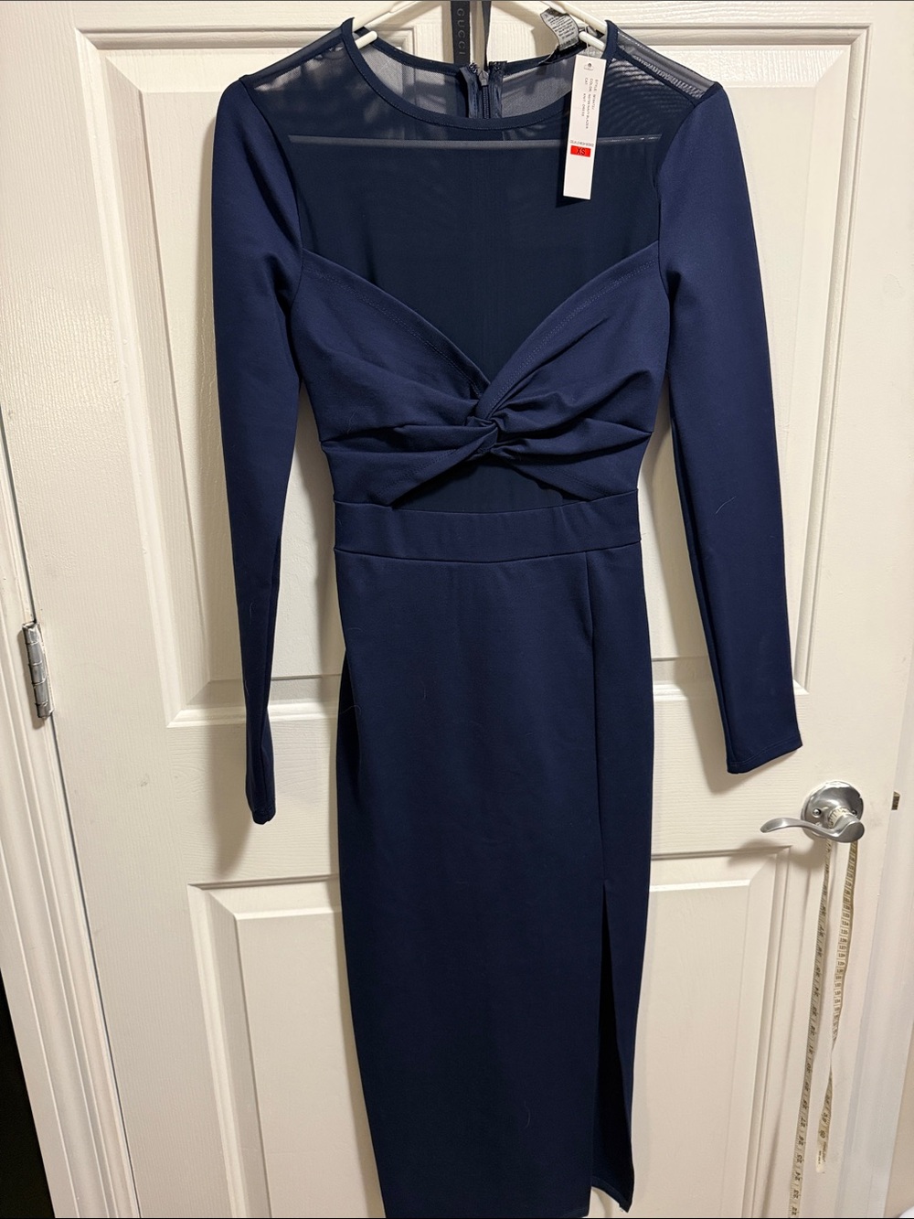 Love By Design Navy Long Sleeve Twist-Front Midi Dress